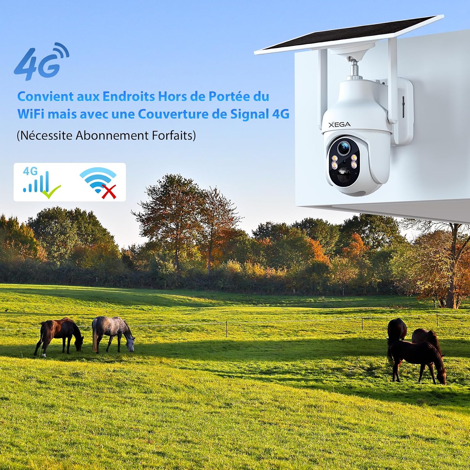 Thumbnail 1 de Xega 4G Camera Exterieur 3MP avec Panneau Solaire