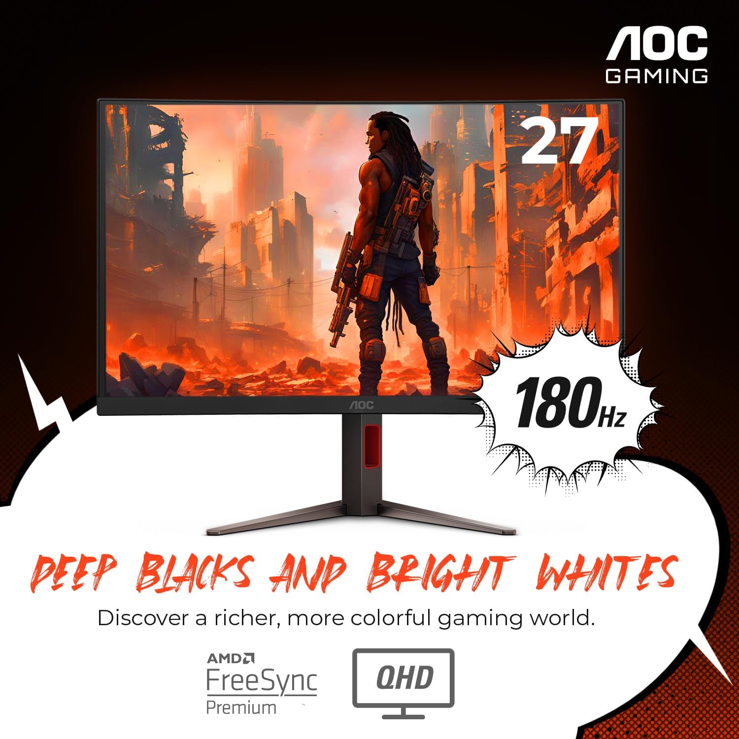 Detalle 2 de AOC CQ27G4H 27" Curved Gaming Monitor with QHD 2560x1440