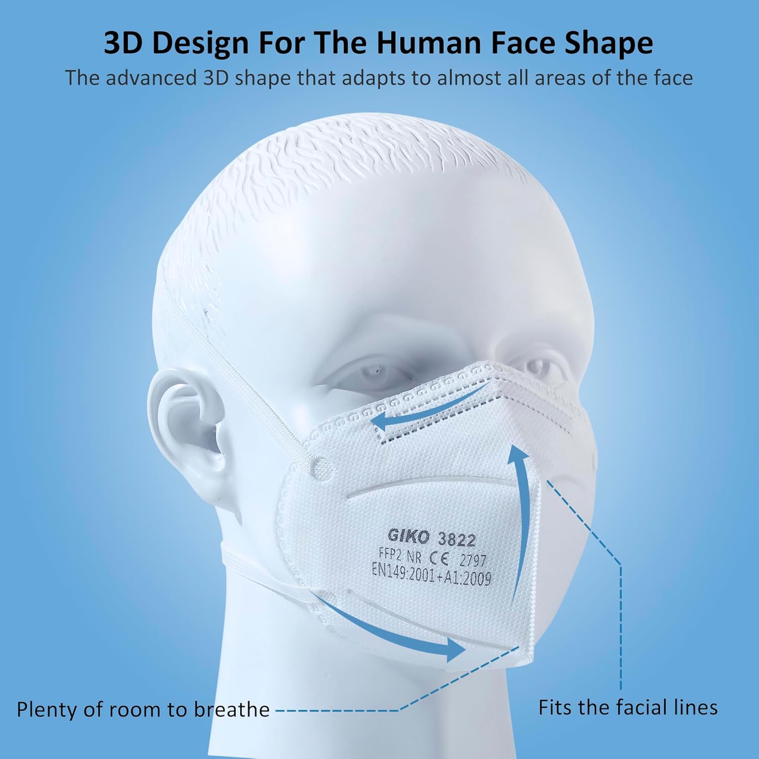 Detalle de GIKO FFP2 mask pack of 50, FFP2