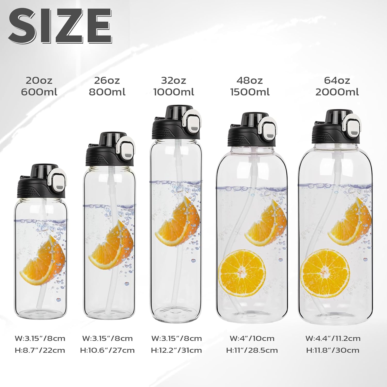 Thumbnail 5 de DEARRAY 1L glass water bottle with straw and neoprene sleeve (BPA-free, leakproof)