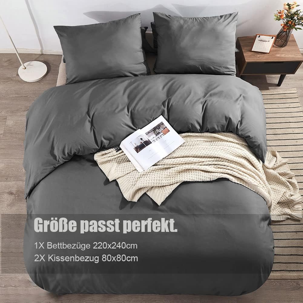 Detalle 1 de Soifox Bettwäsche 220x240 Grau Anthrazit