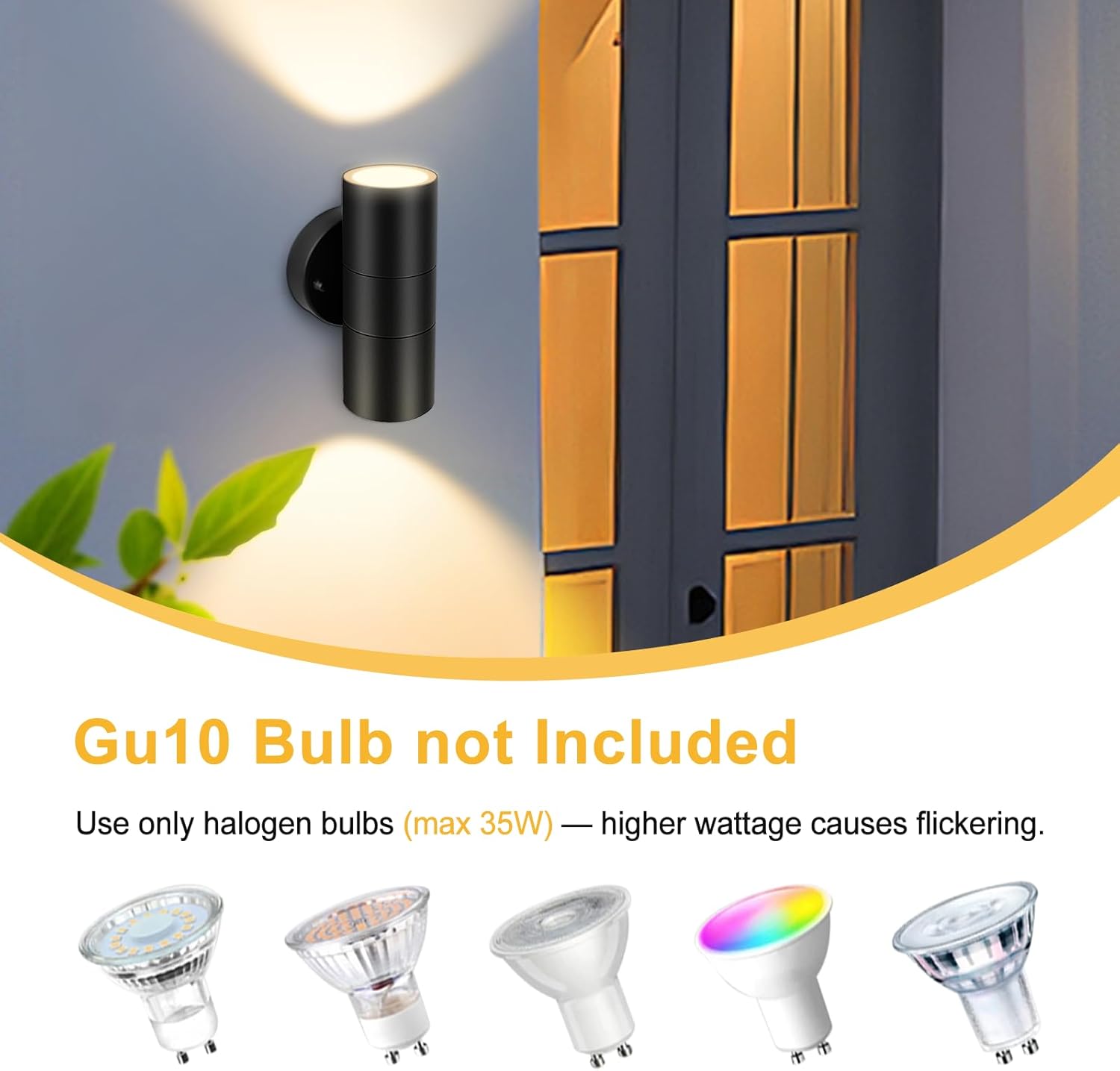 Detalle de Kerry Outdoor Wall Lights up & down mains powered, IP44 stainless steel wall sconce (2 pack) – silver