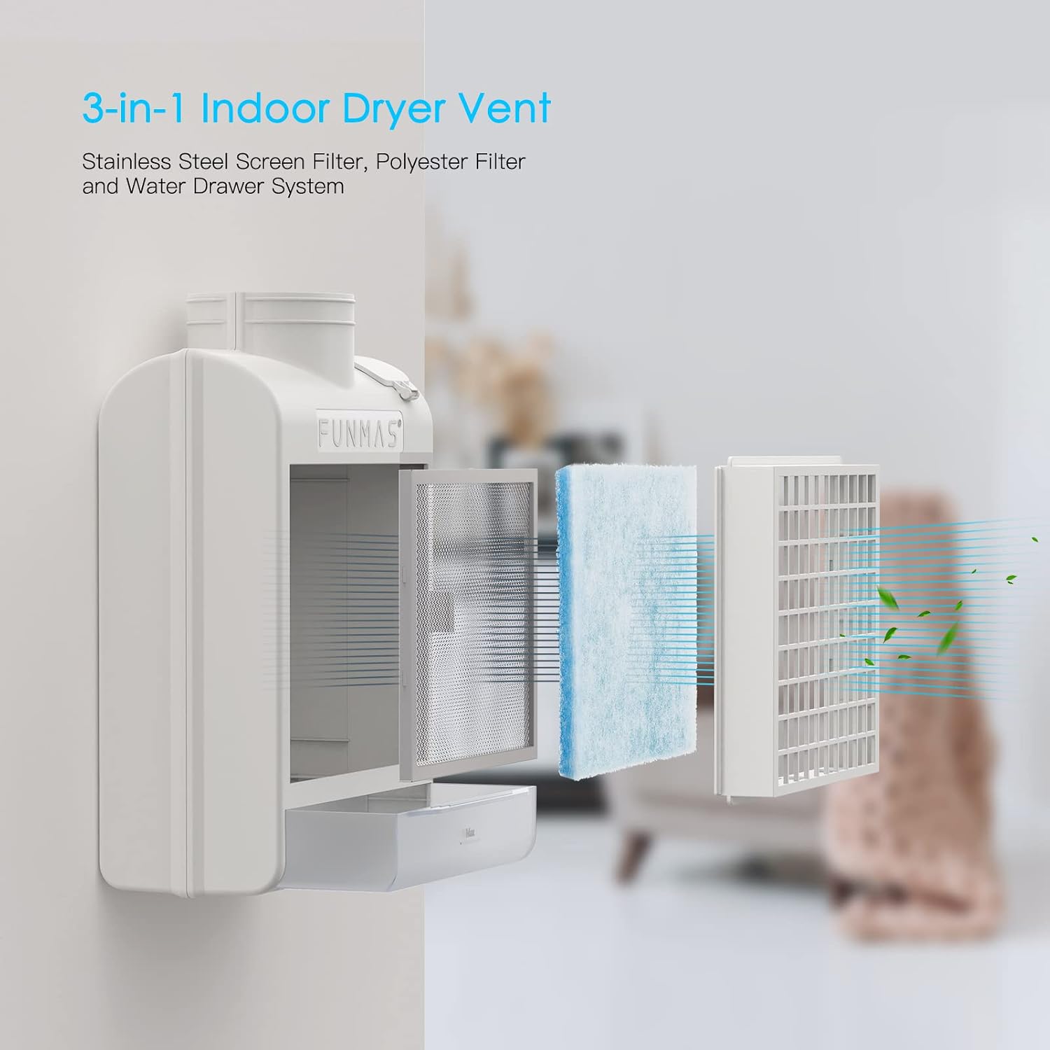 Detalle de FUNMAS Indoor Dryer Vent with Stainless Steel Screen