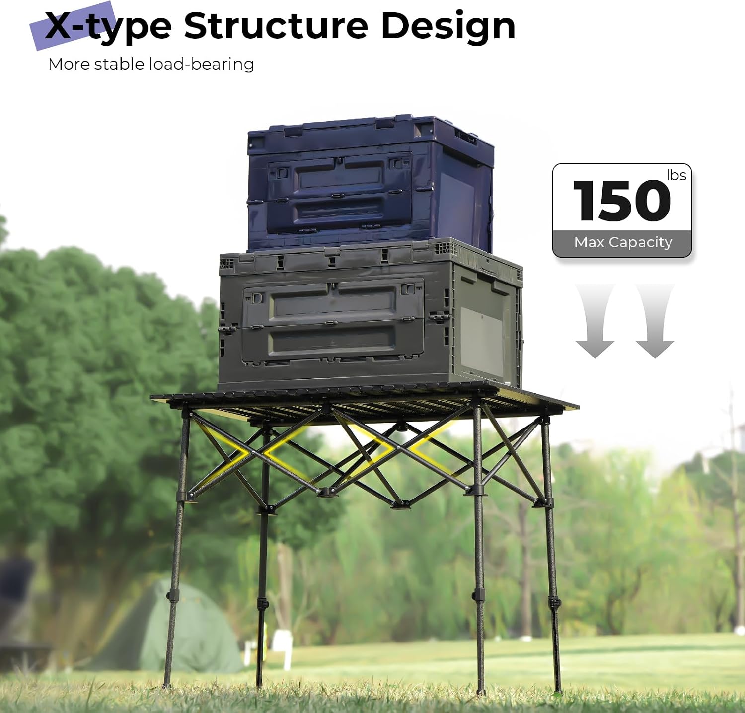 Thumbnail 5 de Byliable BYCT37INN-USFBA Folding Camping Table, Adjustable Height, Aluminum Top