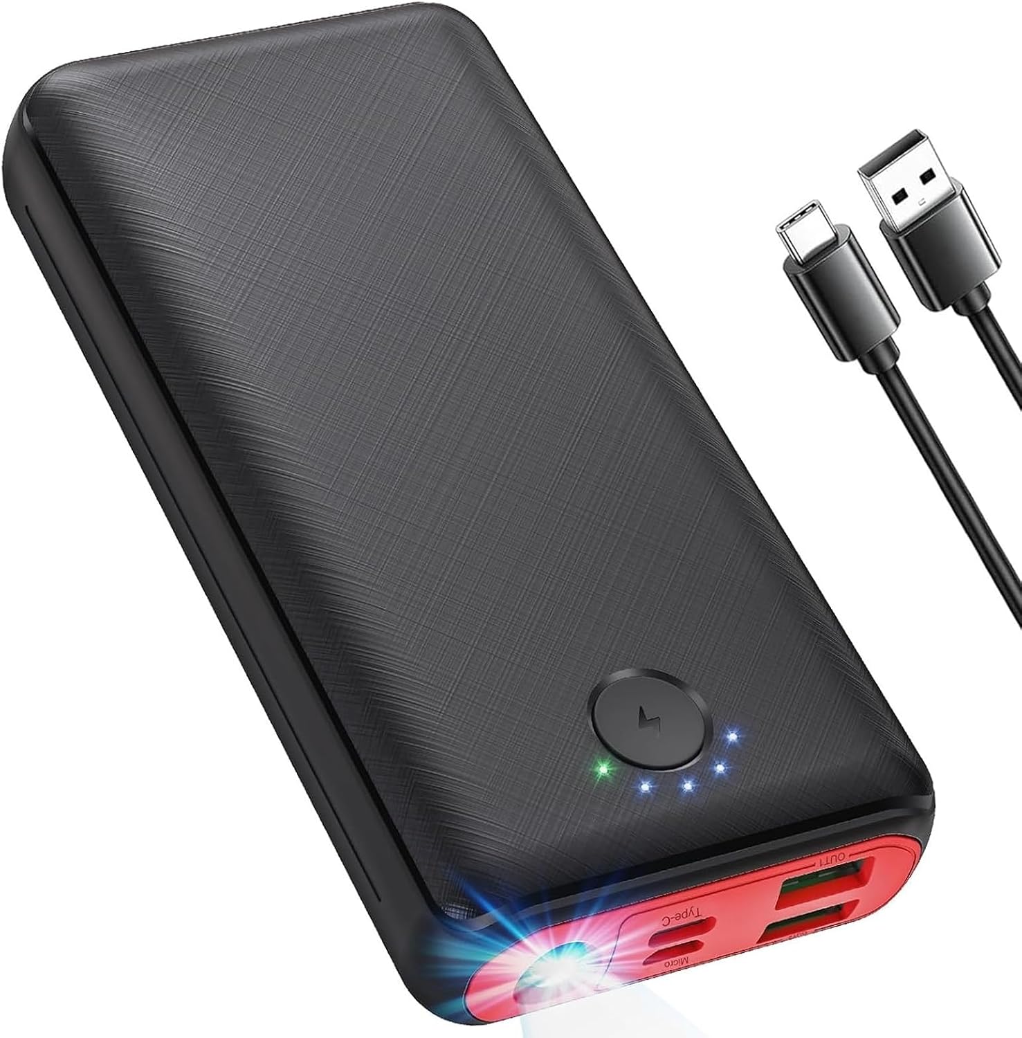 Detalle de JIGA Power Bank 27000mAh 22,5W PD 20W USB-C Powerbank mit Taschenlampe