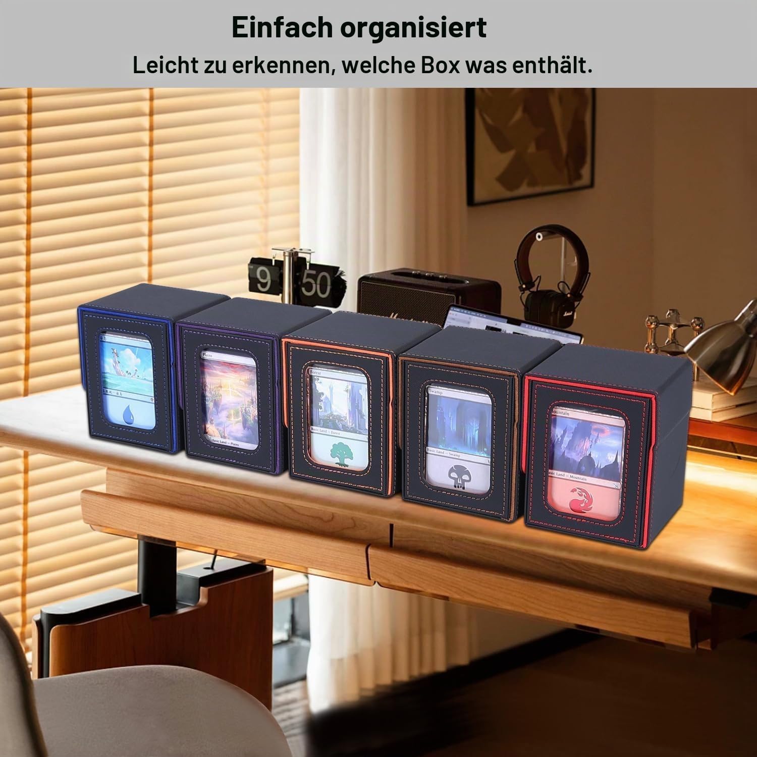Thumbnail 3 de AFIING MTG Commander-Displaybox – 100 Doppelhüllen-Karten, Displayfenster, 2 Trennwände & Würfelbeutel