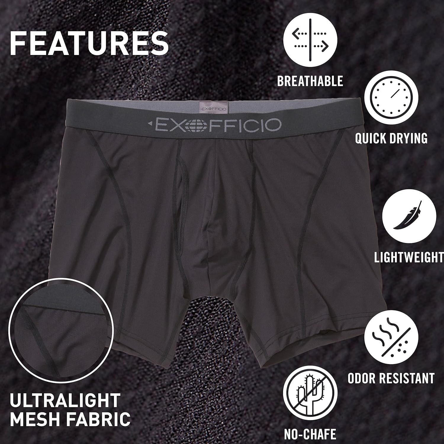 Detalle de ExOfficio Give-N-Go Sport 2.0 Boxer Briefs 6-Inch for Men