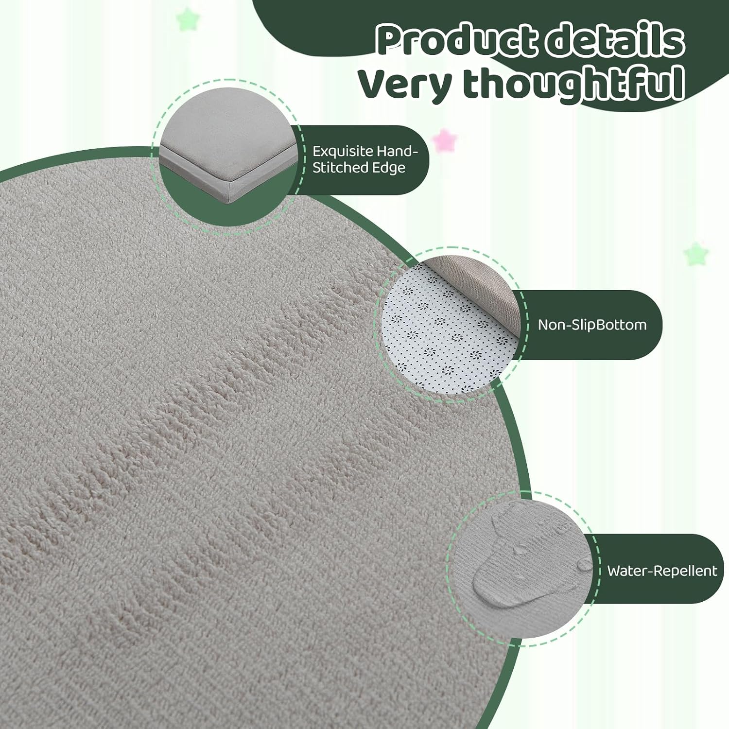 Thumbnail 4 de TreeBud DZ-DW Baby Play Mat, 1.3-Inch Memory Foam, Coral Velvet, Light Gray