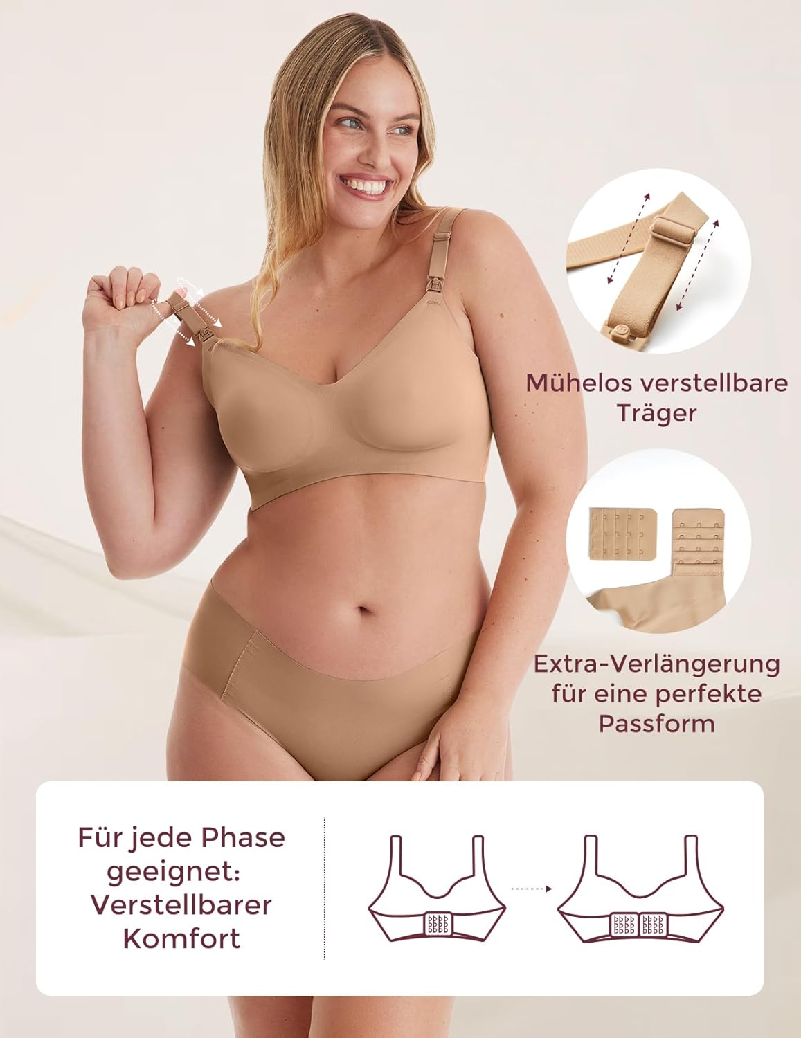 Detalle 2 de Momcozy Still-BH ohne Bügel: Nahtloser, gepolsterter Still-Bralette für Alltag und Schlaf