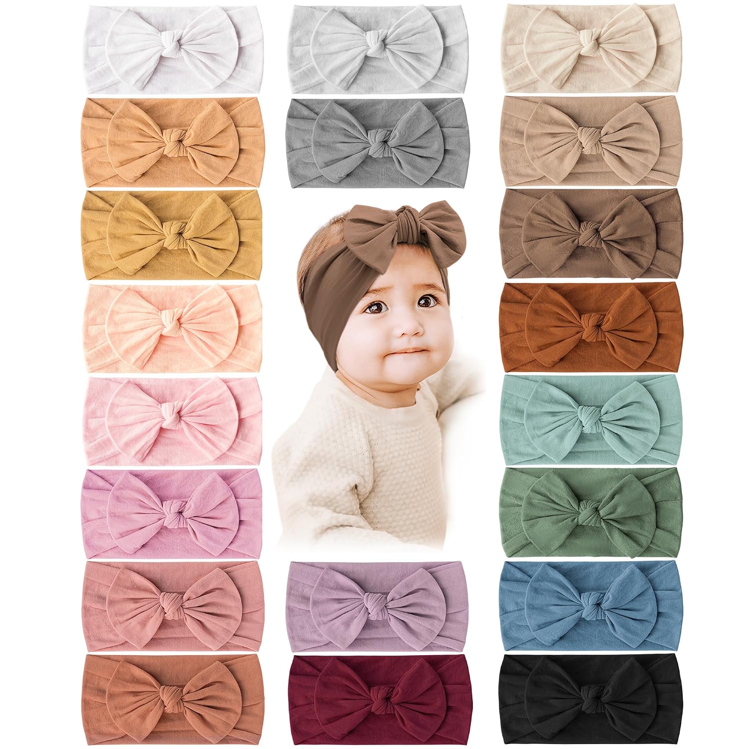 Detalle de Prohouse 77S8415 20-Piece Baby Girl Bow and Nylon Headband Set