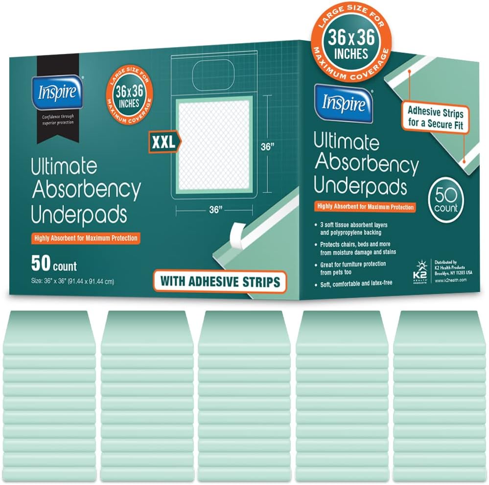 Thumbnail 6 de Inspire CH3636AD-UA50 Disposable Bed Pads, 36 x 36, 50-Pack with Adhesive