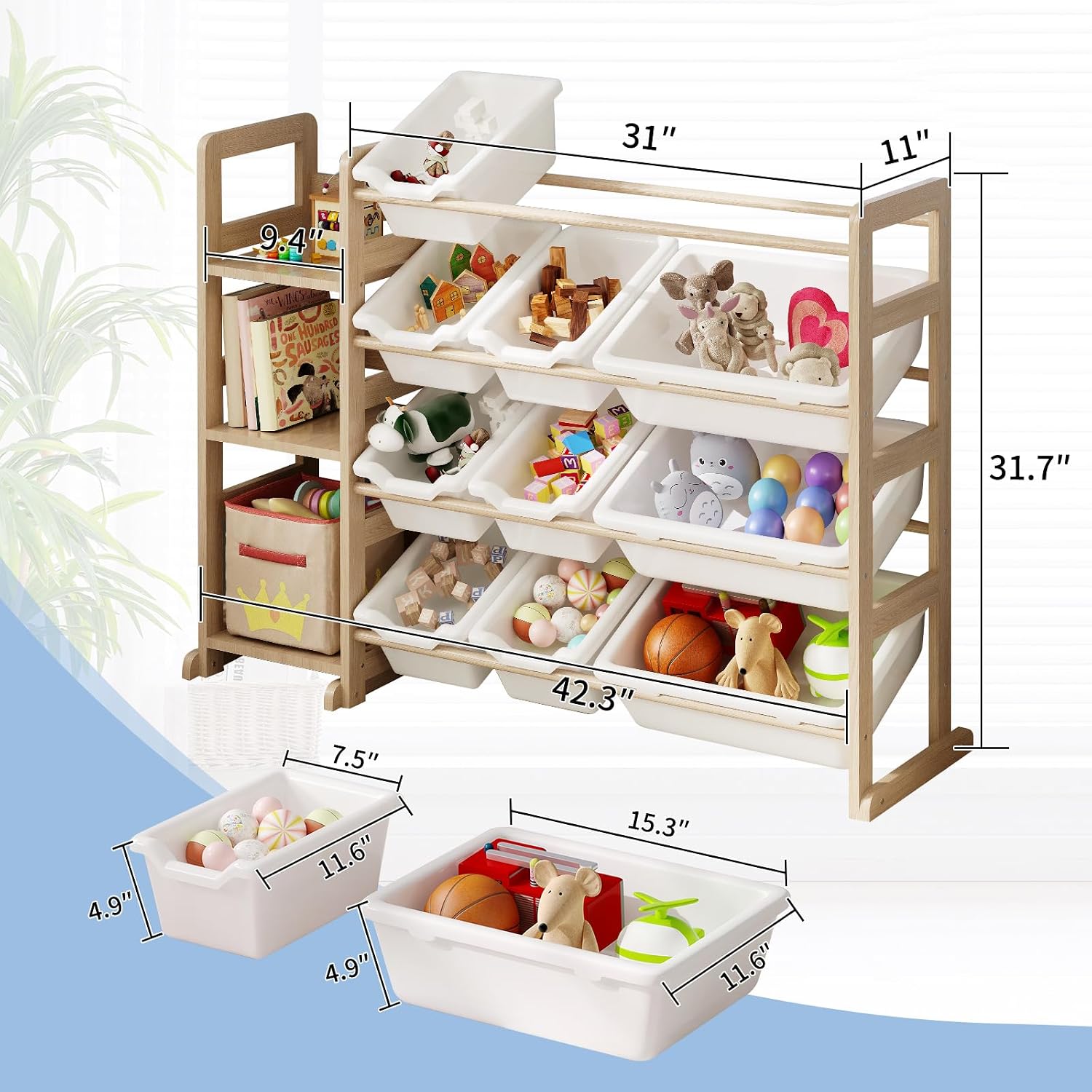 Detalle 2 de Toy Storage Organizer with 12 Bins