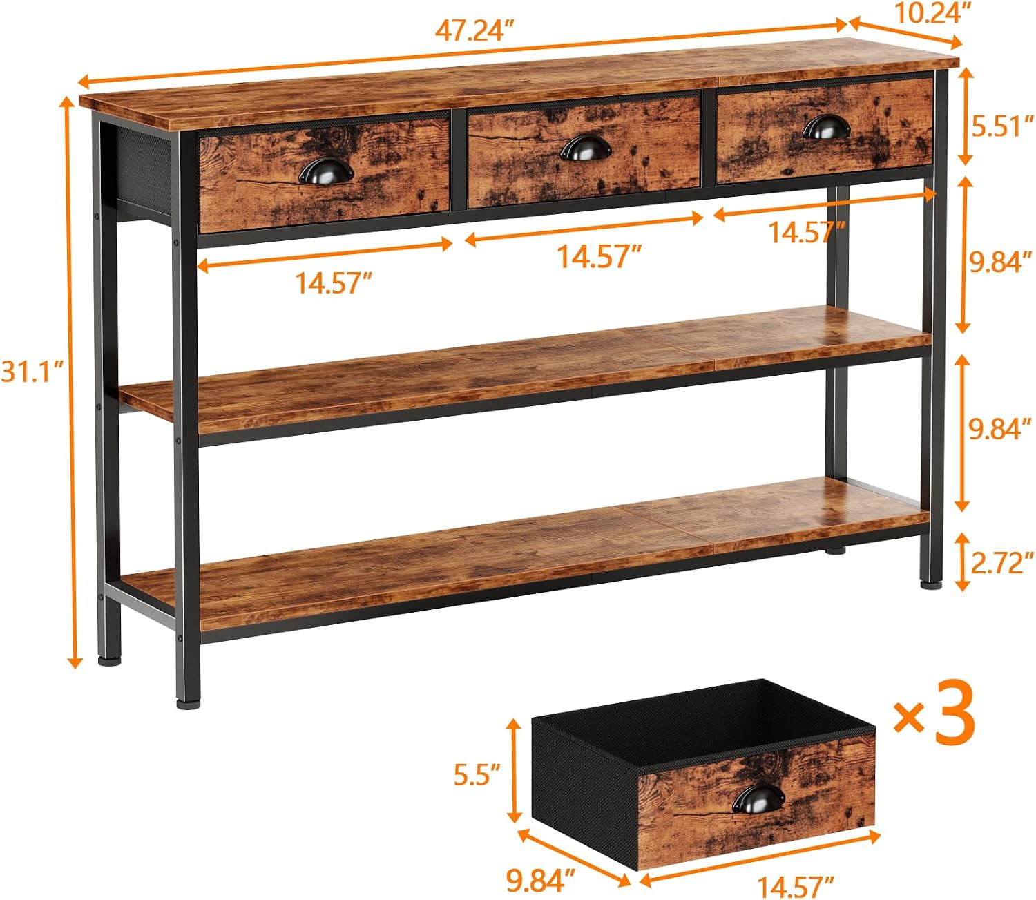 Detalle 2 de Furologee Console Table, 47.2-Inch