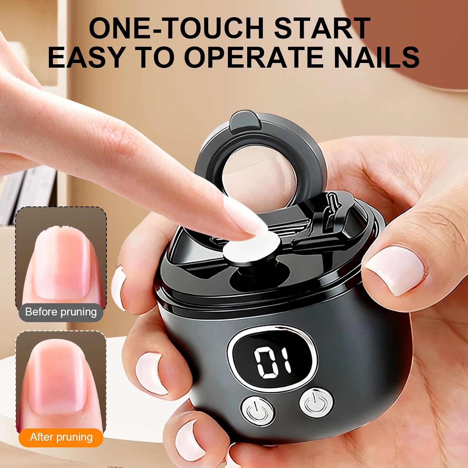 Detalle de OneNine Electric Nail Clippers Magnifying Glass 3-in-1 with LED Light