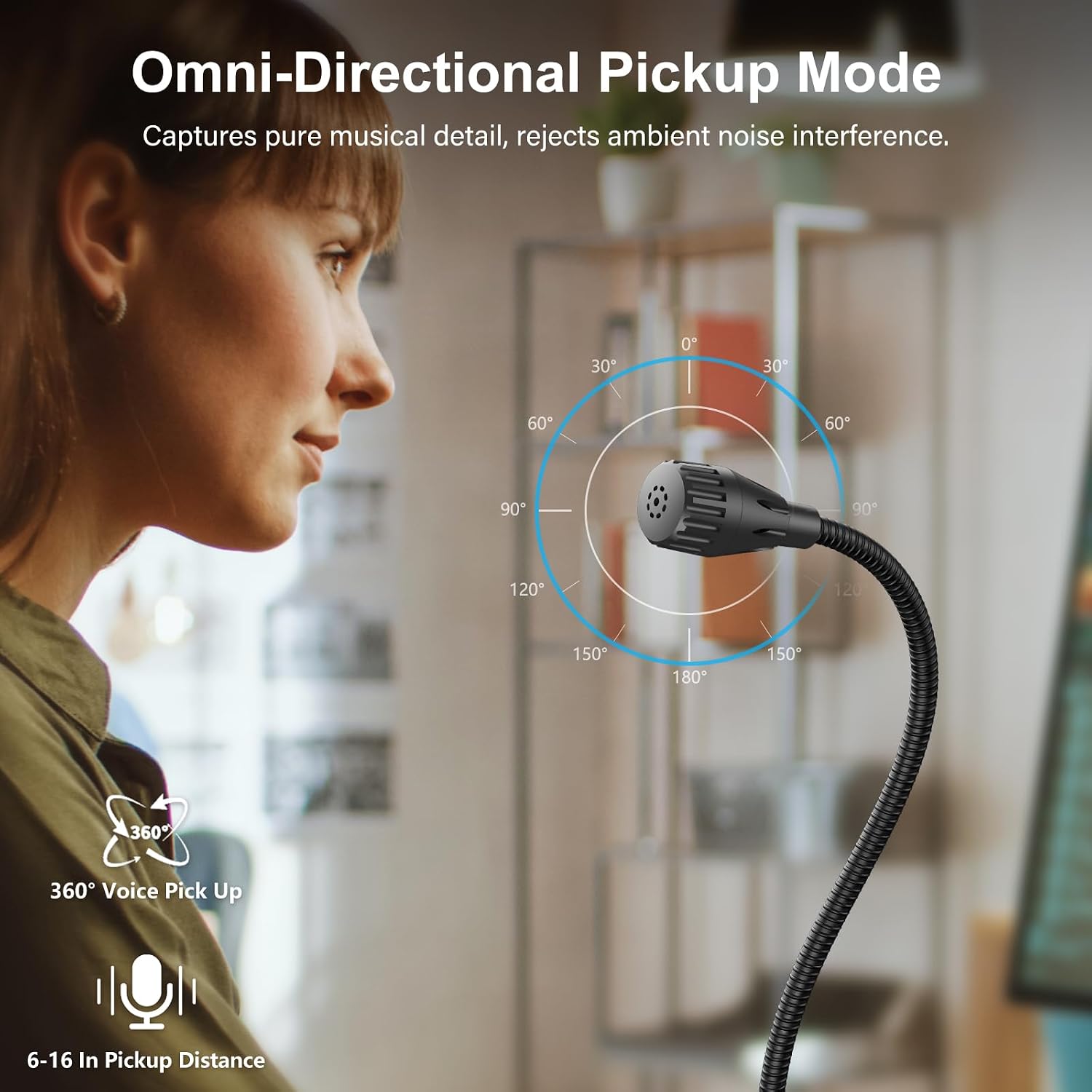 Detalle de CMOCIIY 605 USB Desktop Microphone with Flexible Gooseneck and Mute LED