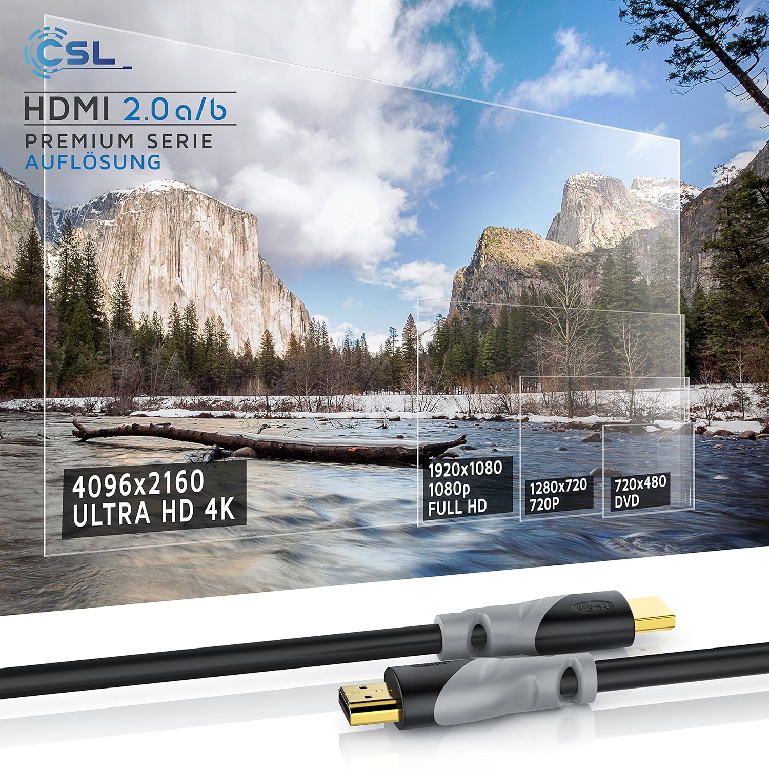 Thumbnail 5 de CSL HDMI Kabel 4 m – 2er-Pack, 8K/4K USB 48 Gbit/s, HDMI 2.1/2.0