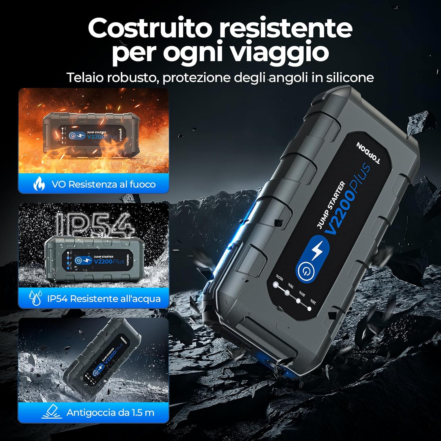 Thumbnail 5 de TOPDON V2200Plus avviatore di emergenza e tester batteria 2 in 1 da 12V (2200A)