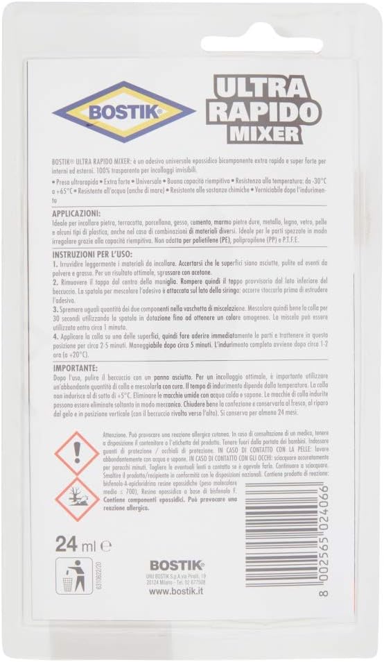 Thumbnail 1 de Bostik Ultrarapido Mixer: collante epossidico bicomponente ultra veloce e resistente – blister 24 ml