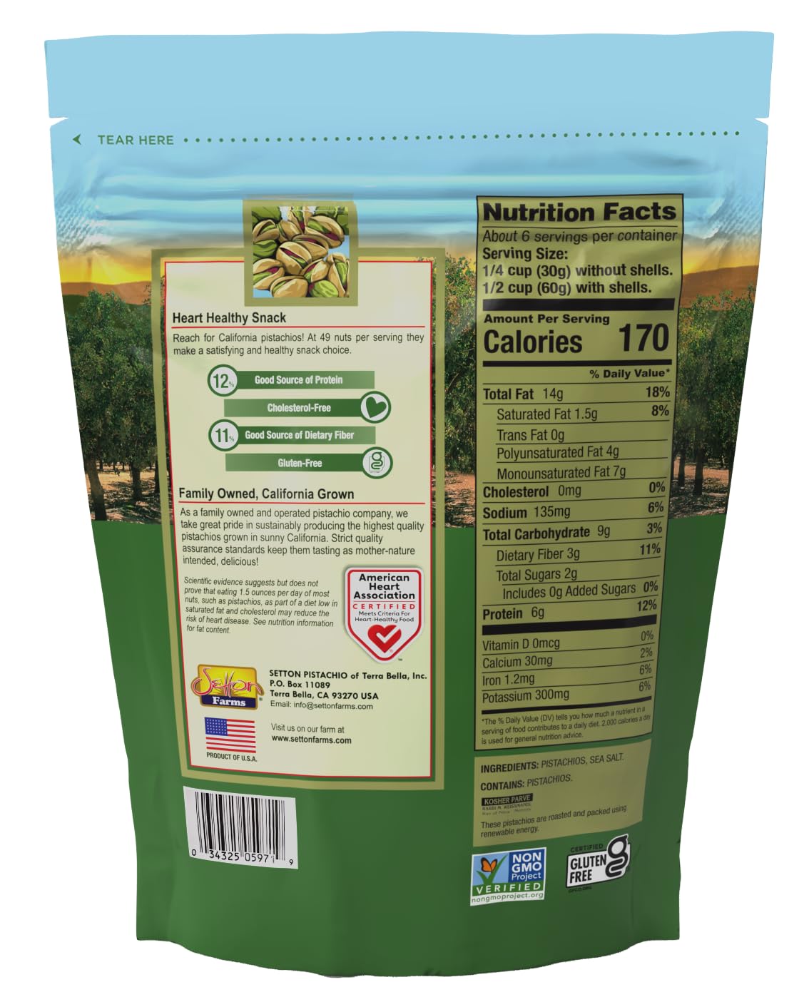 Detalle 2 de Setton Farms Premium Pistachios, Dry Roasted with Sea Salt, 12 oz
