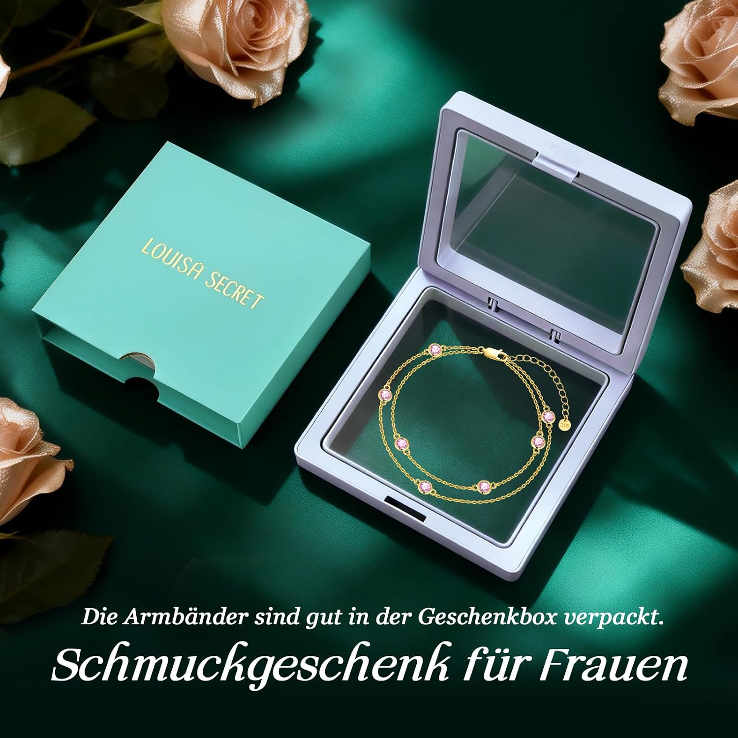 Detalle 2 de Louisa Secret Damen Armband mit Pferdeaugen-Anhänger aus 925 Sterling Silber, Zirkonia, verstellbar