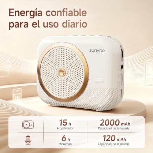 Detalle de Sunvito Amplificador de Voz inalámbrico para Profesores con 1 micrófono
