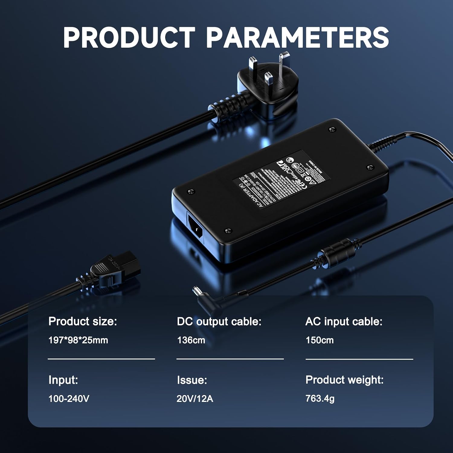 Detalle de 240W Laptop Charger (ADP-240EB B) for ASUS ROG Strix & Zephyrus laptops