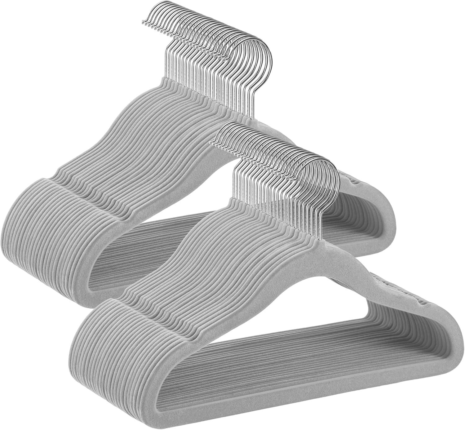 SONGMICS Kinderkleiderbügel – 50er Set, rutschfeste Samtbügel mit 360° Haken, Taubengrau CRF027G05