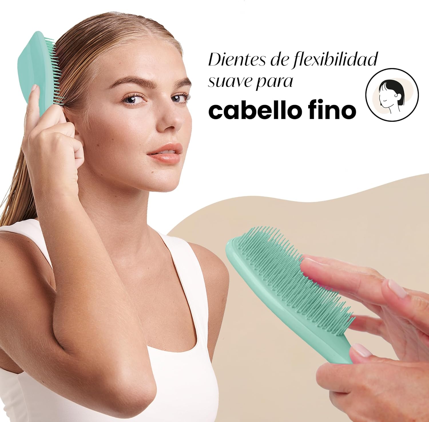 Detalle 1 de Tangle Teezer Ultimate Detangler para cabello fino y frágil, verde azulado