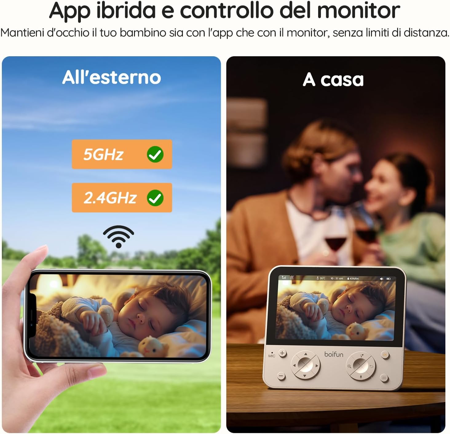 Thumbnail 5 de Boifun Baby Monitor 5.5”: video 4MP, zoom 4X, controllo remoto e AI per la sicurezza del bambino