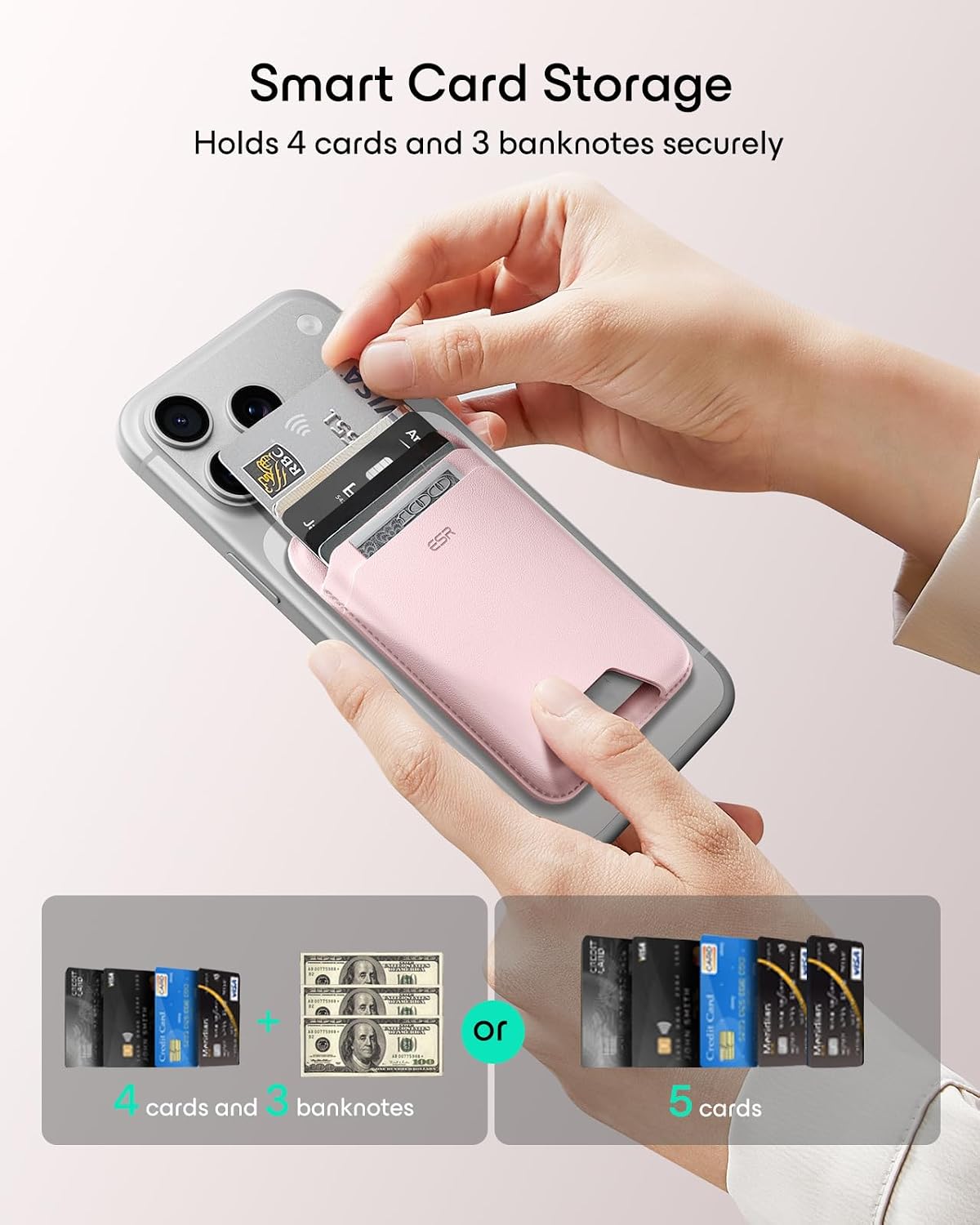 Detalle 2 de ESR MagSafe Wallet 5-Card RFID Pink