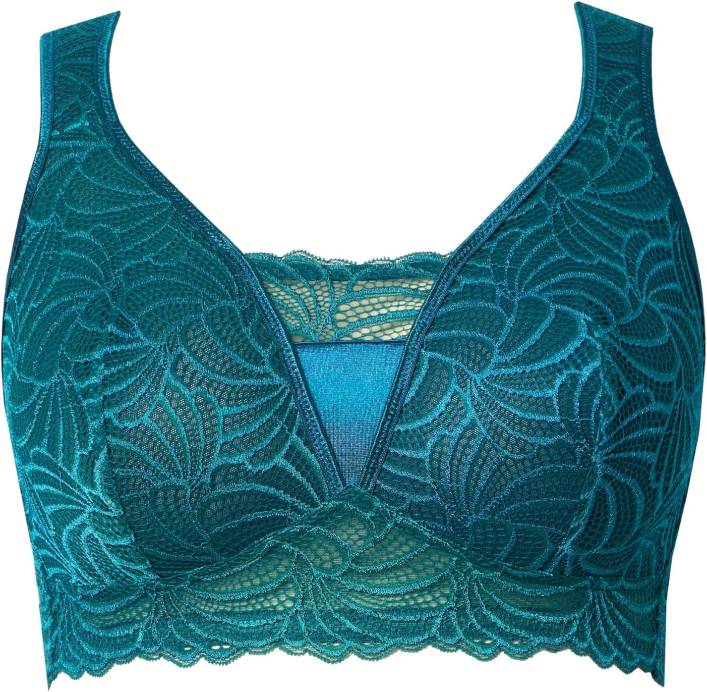 Detalle de Ulla Popken Bralette en dentelle transparente sans armatures – Coupe confortable, b-cup à F, Bretelles larges et réglables