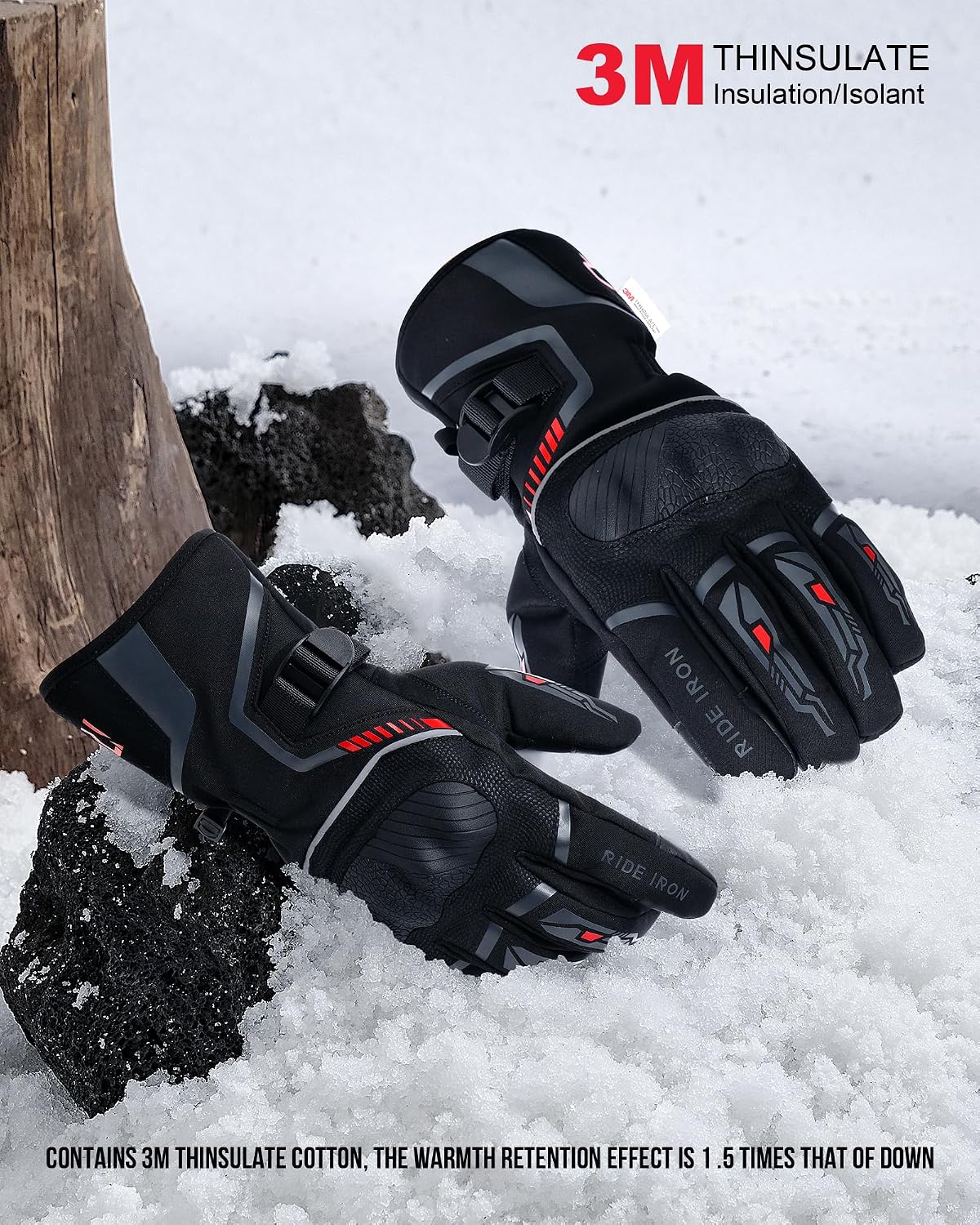 Detalle 2 de RIDEIRON Guantes Moto Invierno táctiles