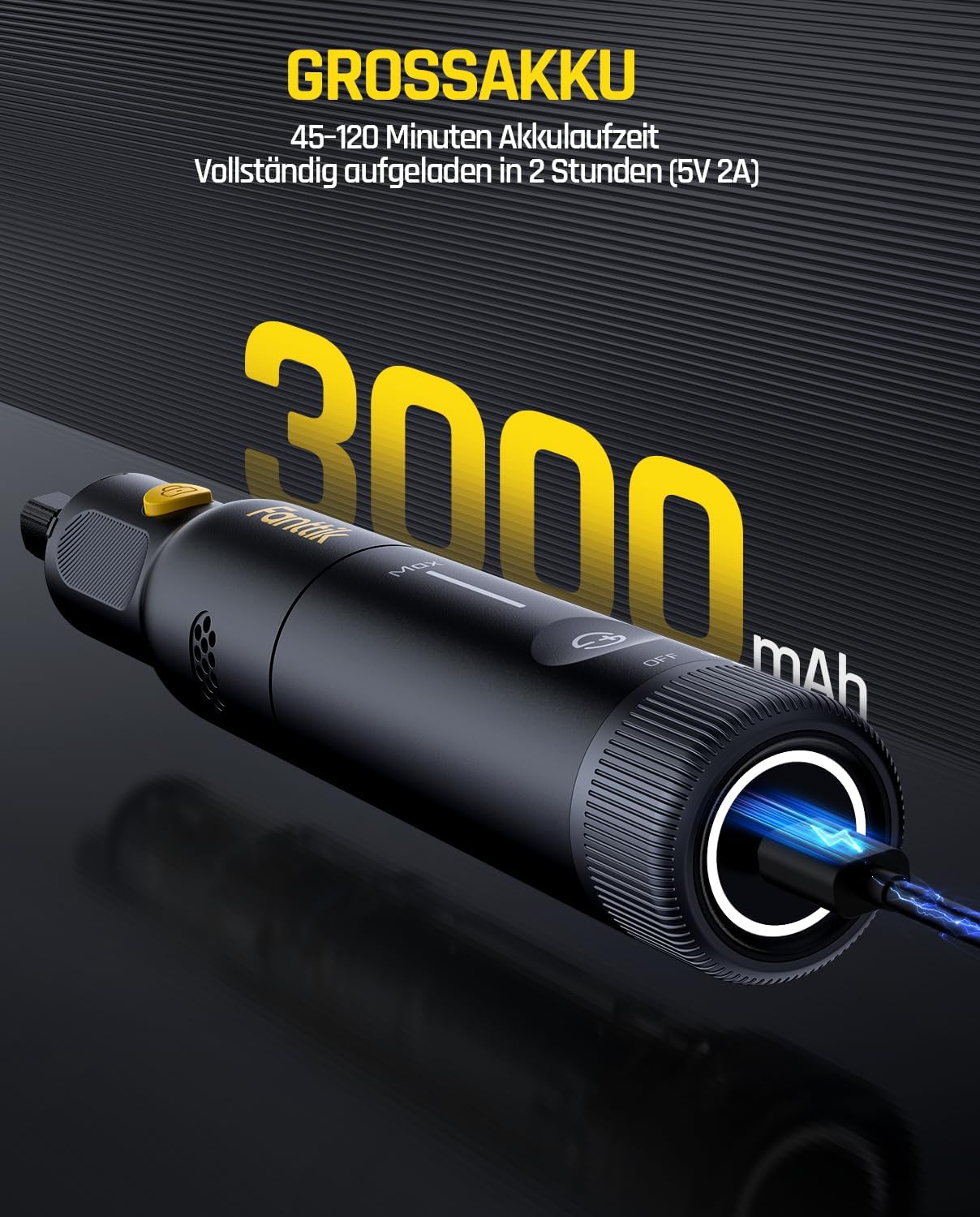 Detalle de Fanttik F2 Pro Akku-Multifunktionswerkzeug (5-Gang, 25.000 U/min) mit RevoStor-Hub und 55 Zubehörteilen