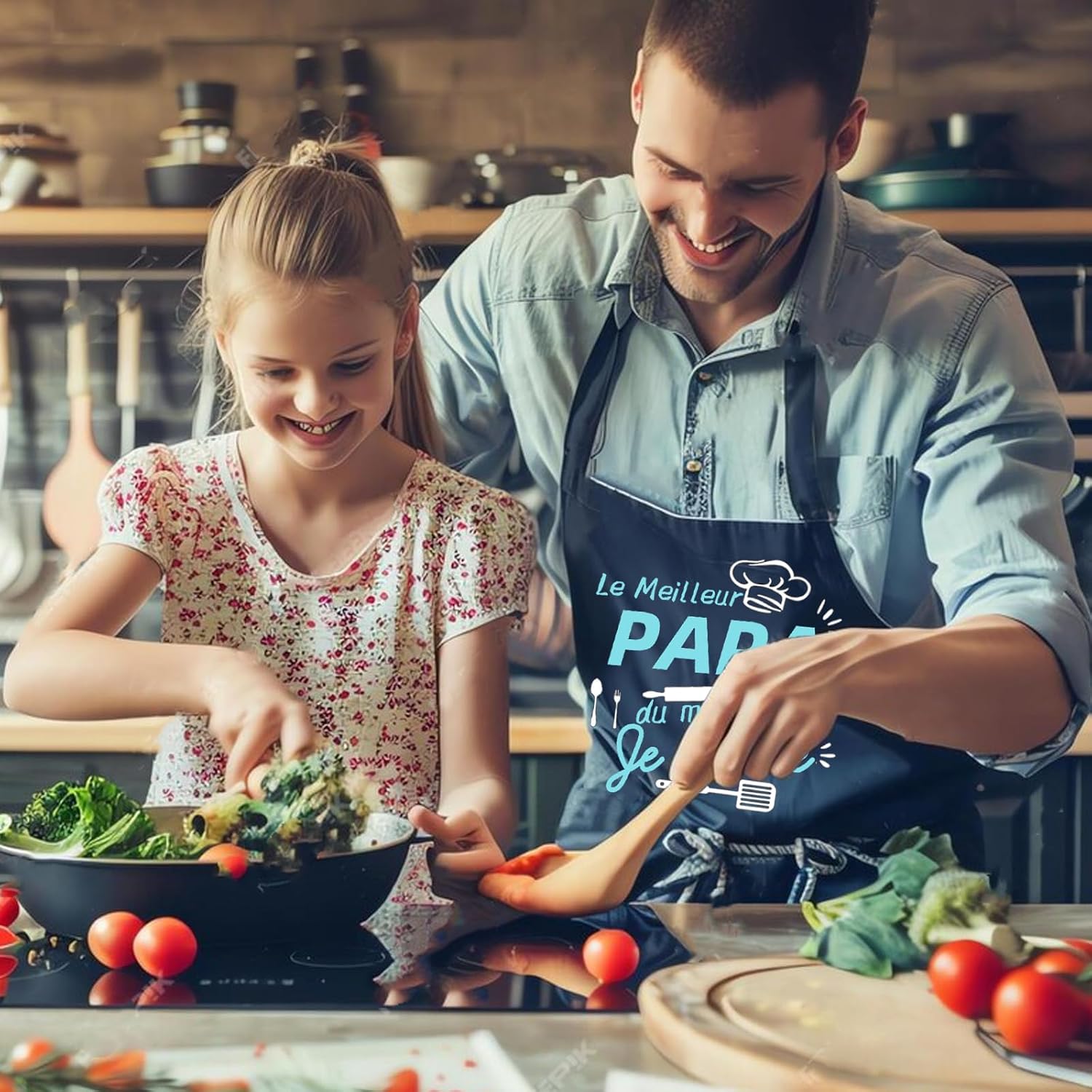 Thumbnail 3 de Jbniuay Cadeau fête des mères – Tablier cuisine à trois poches, réglable et élégant