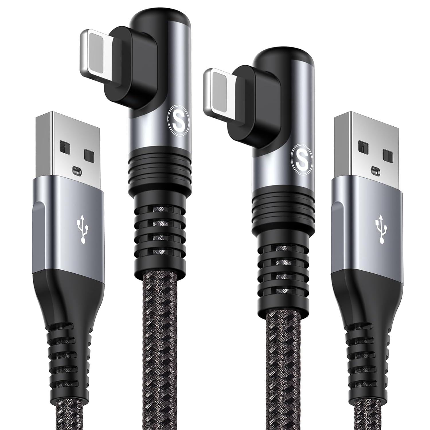 Detalle de SWECENT Cavo iPhone Lightning a 90° (2 pezzi da 2 m) certificato MFi per ricarica rapida e dati