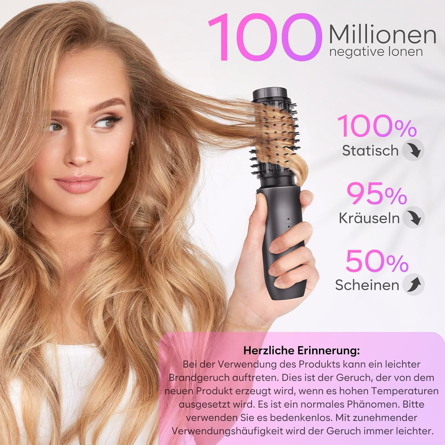 Detalle de Kabellose Lockenstabbürste – NEU Tragbare Reise-Lockenstab-Minibürste, USB-Aufladung, 7000 mAh, Negativ-Ionen, Schwarz