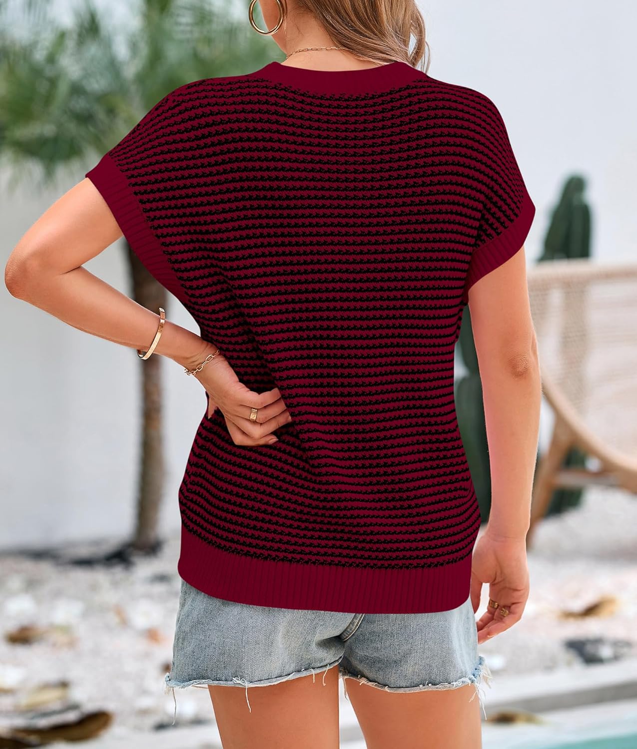 Thumbnail 1 de PRETTYGARDEN Womens Short Sleeve Knit Sweater Vest Top