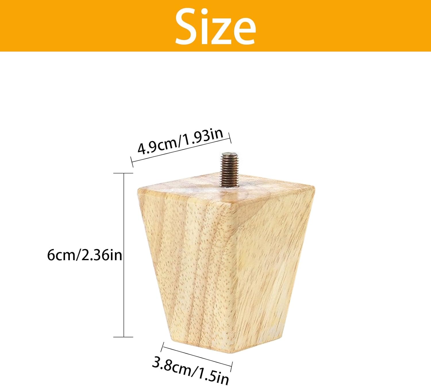 Thumbnail 1 de TAIANJI 6 cm Möbelbeine Holz – 4 Stück mit Montageplatten und Schrauben