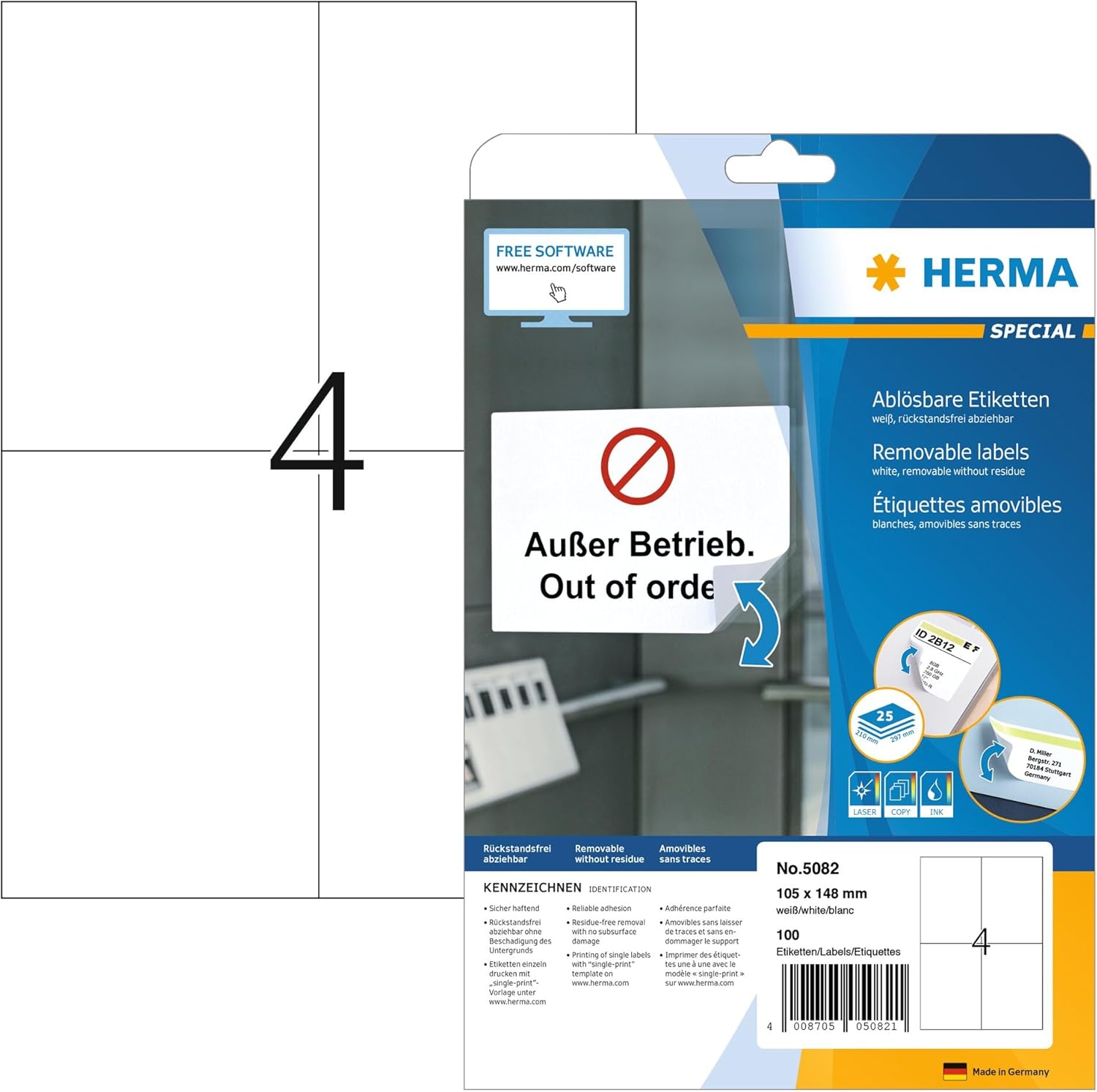 Thumbnail 6 de HERMA Etichette Staccabili A4 210 x 297 mm - Etichette adesive rimovibili per stampante