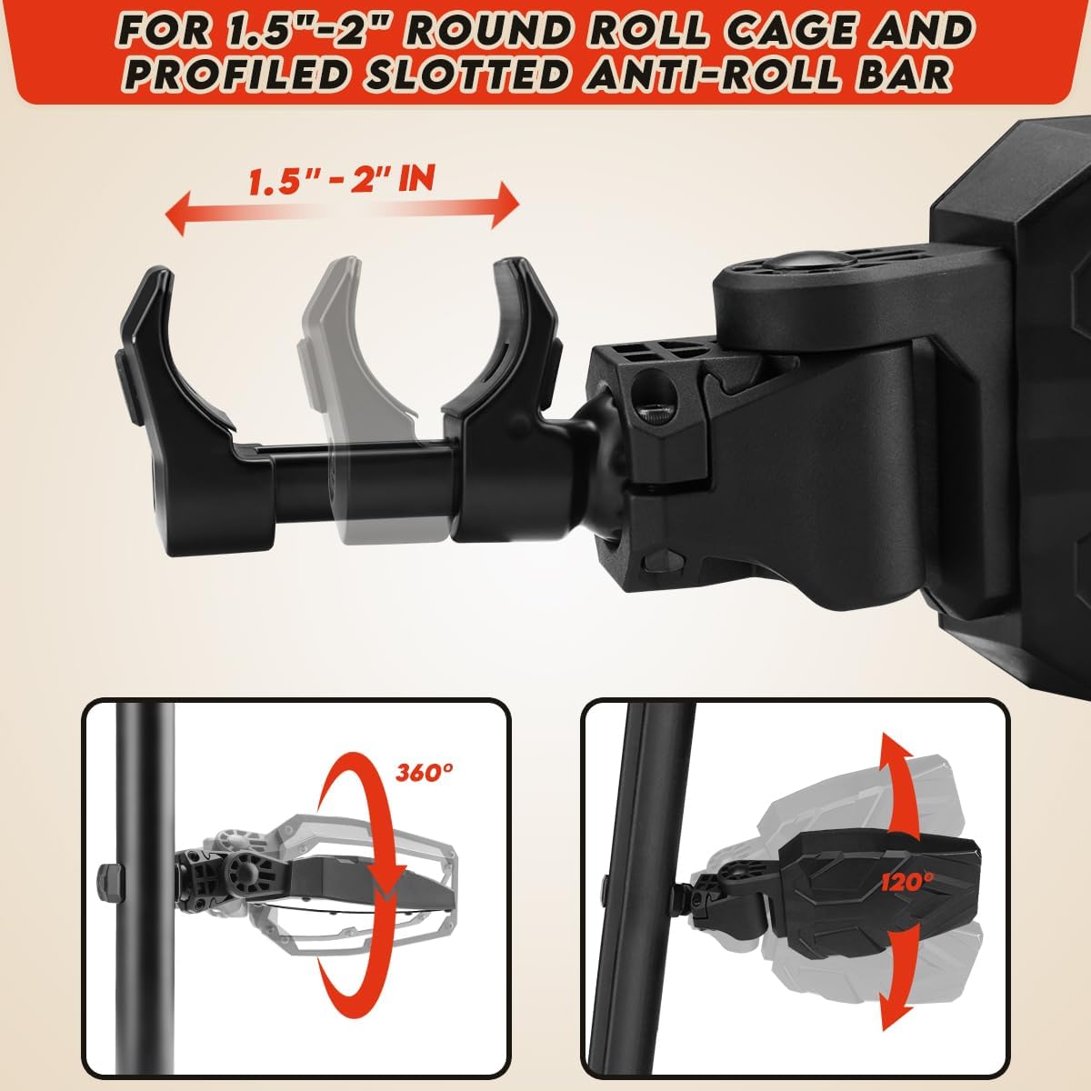 Detalle de SHEJISI UTV side mirrors 2-inch roll bars