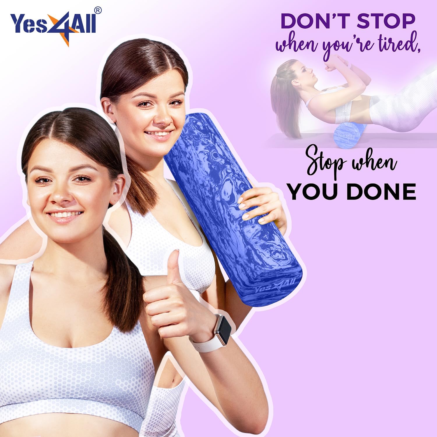 Detalle de Yes4All EVA Firm Foam Roller for Back – Round Back Roller (30.5cm / 45.7cm / 60.9cm / 91.4cm) for Exercise, Yoga & Pilates