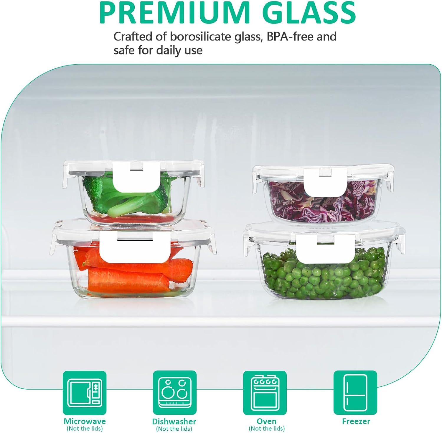 Detalle 2 de KOMUEE 24-Piece Glass Food Storage Containers Set