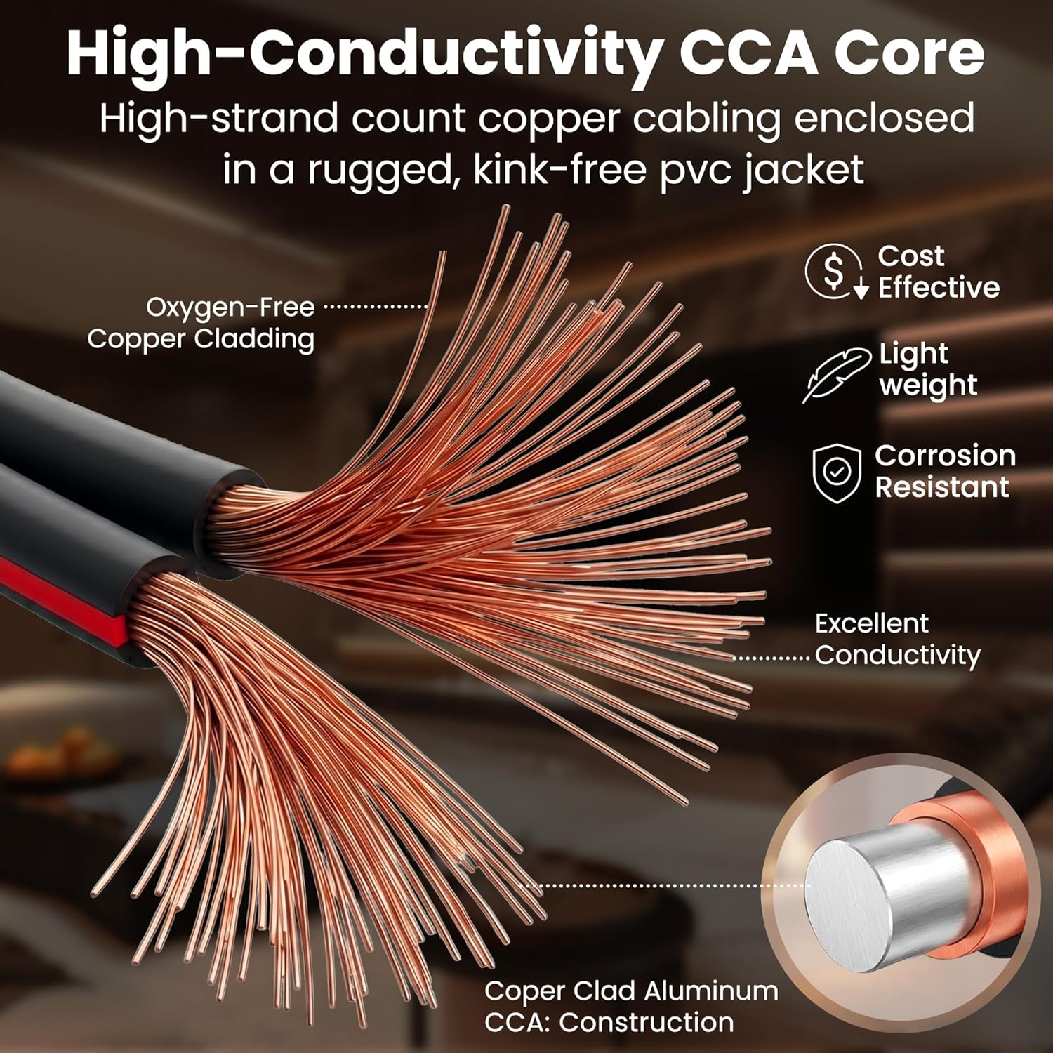 Thumbnail 2 de GEARit 18 Gauge Speaker Wire 100ft (CCA) with Foot Markers & Polarity Markings