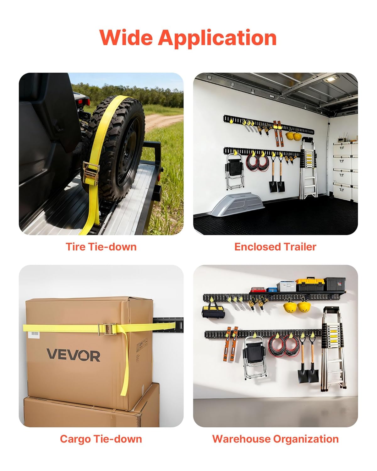 Thumbnail 5 de VEVOR kit rails d’arrimage E-Track (lot de 4 rails 2,3 m) – capacité annoncée 909 kg