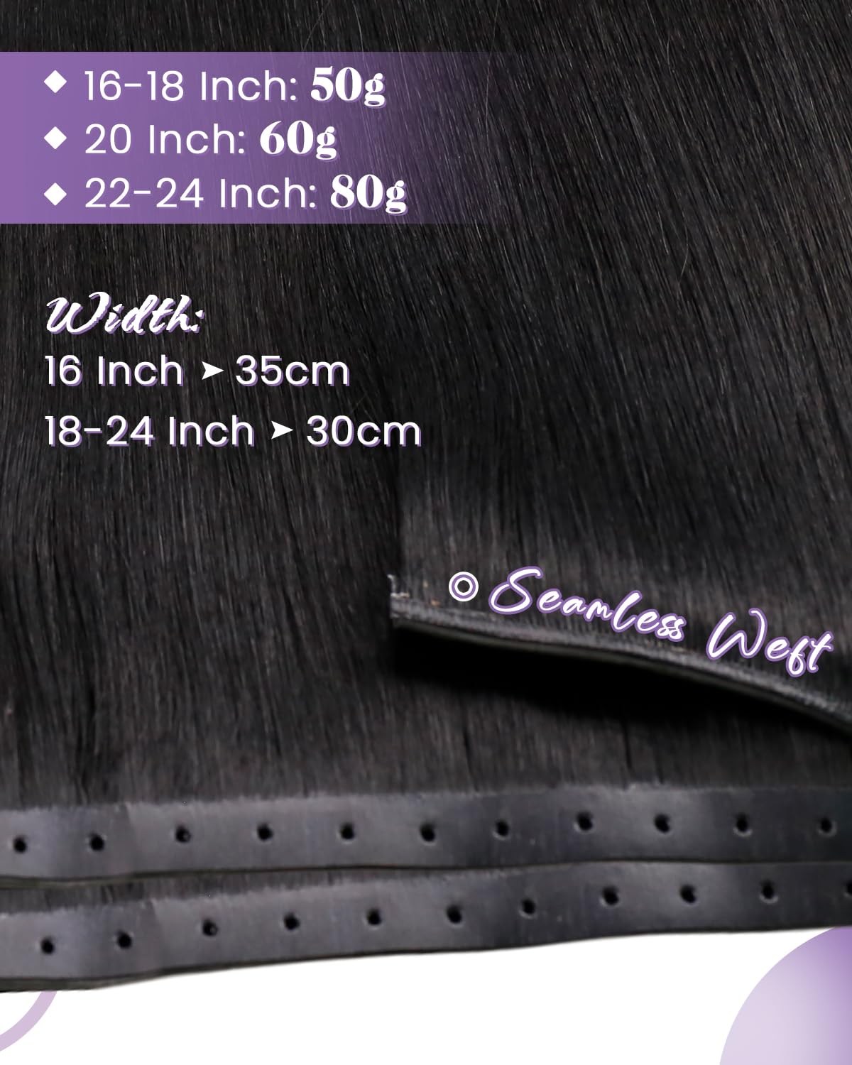 Thumbnail 3 de LaaVoo Butterfly Weft Echthaar Tressen – doppelseitig, nahtlos, kleberfrei, Schwarz (40 cm, 80 g)