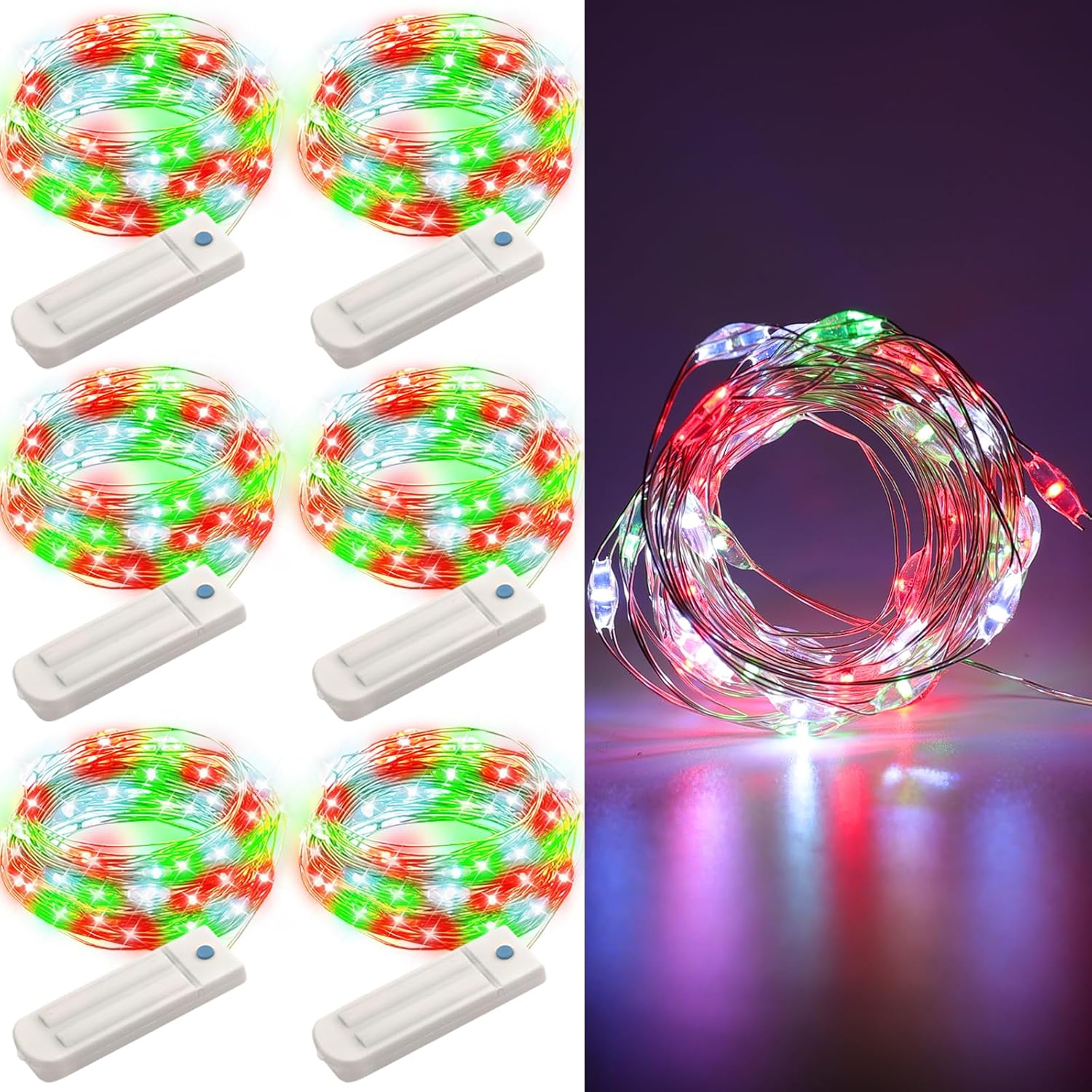 Thumbnail 6 de ANGMLN 24 Stück LED Mikro-Lichterkette – 30 LEDs, batteriebetrieben, 3 m Kupferdraht, wasserdicht, Cool Weiß
