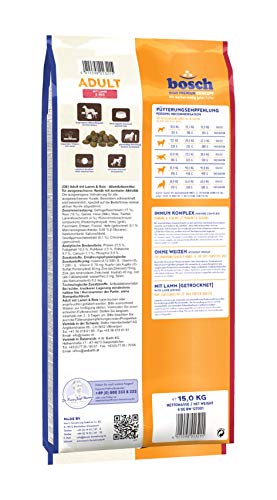Detalle de bosch HPC Adult mit Lamm & Reis – Trockenfutter für ausgewachsene Hunde aller Rassen (1 x 15 kg)