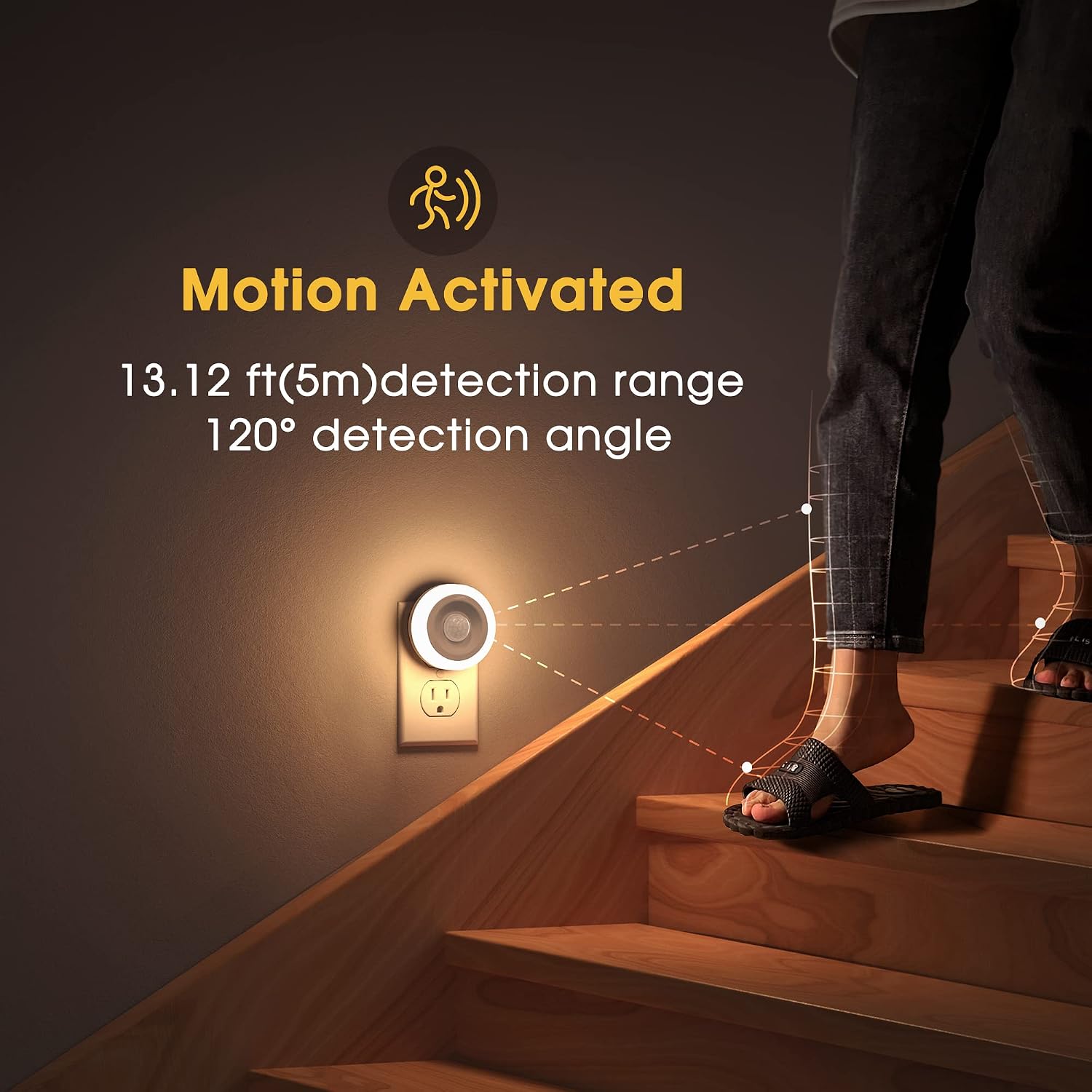 Detalle de Briignite GD002 Motion Sensor Night Lights, 2-Pack, 3000K Warm White