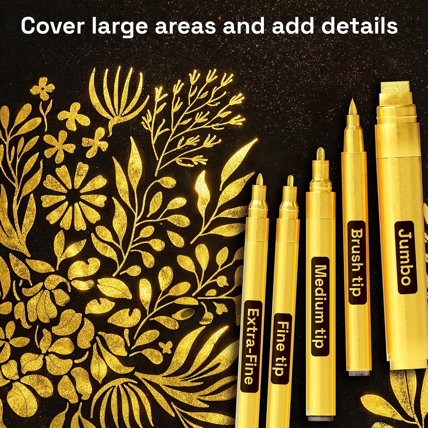 Thumbnail 5 de ARTISTRO Gold Acrylic Paint Markers, Set of 5 with Five Tip Styles