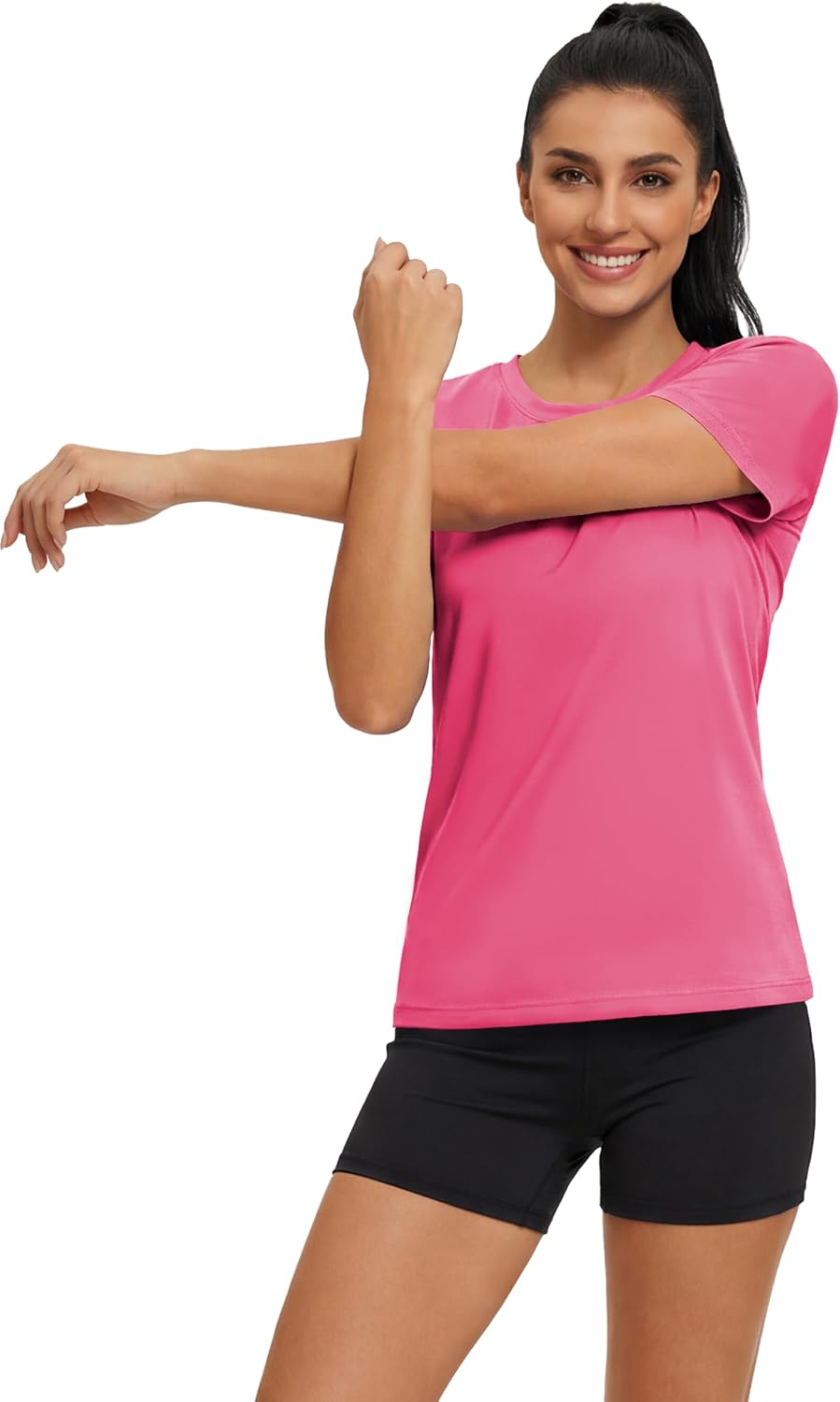 Detalle 2 de Maglietta leggera estiva da donna MAGCOMSEN con protezione UV UPF 50+ per fitness, jogging e escursioni